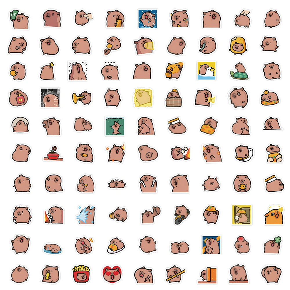 10/50/100pcs Stickere Capybaras  bază de desene animate drăguț pentru Laptop, telefon, mașină, biciclete și copii DIY