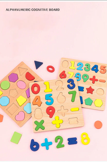 Kids Alphabet & Number Wooden Puzzle – Montessori Preschool Educational Toy