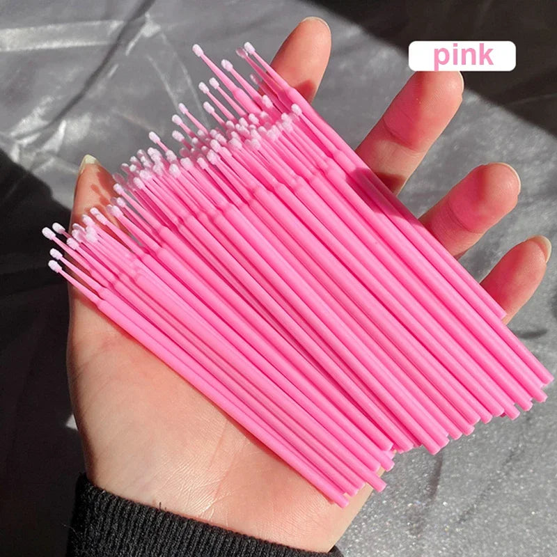 100PCS Curățarea genelor Pensule  bază micro de bumbac pentru extensii și machiaj
