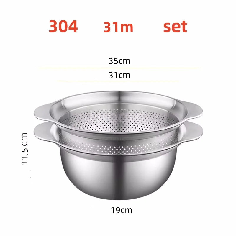 304 Oţel inoxidabil Spălătorie Vegetală Bazin & Strainer ا Spălător de orez Multi-Purpose, Filtru de fructe, Cos de dren de bucătărie