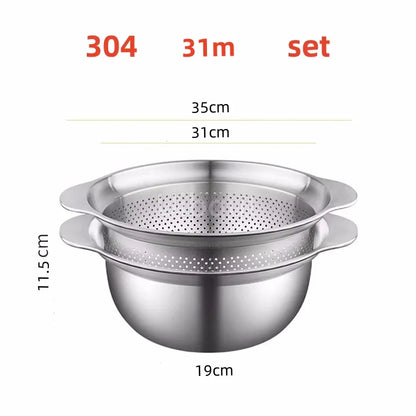304 Oţel inoxidabil Spălătorie Vegetală Bazin & Strainer ا Spălător de orez Multi-Purpose, Filtru de fructe, Cos de dren de bucătărie