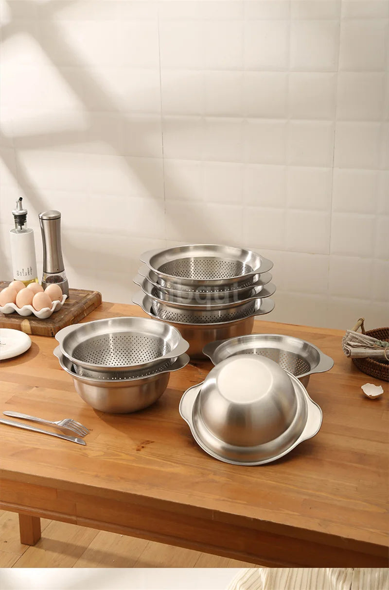 304 Oţel inoxidabil Spălătorie Vegetală Bazin & Strainer ا Spălător de orez Multi-Purpose, Filtru de fructe, Cos de dren de bucătărie